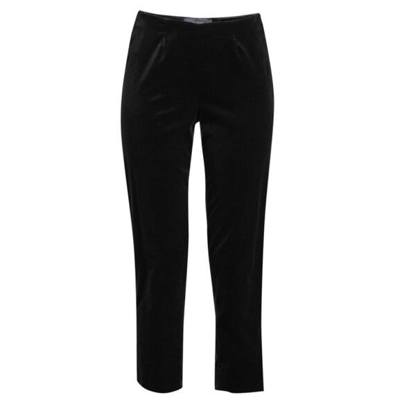 Neiman Marcus 8 Piazza Sempione Stretch Velvet Pants Straight Leg Cropped Black - Picture 10 of 11